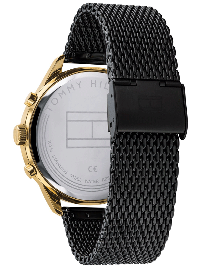 Tommy Hilfiger Chase Quartz Black Dial Black Mesh Bracelet Watch for Men - 1791580