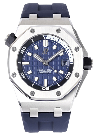 Audemars Piguet Royal Oak Offshore Diver Blue Dial Blue Rubber Strap Watch for Men - 15720ST.OO.A027CA.01