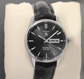 Tag Heuer Carrera Automatic 41mm Black Dial Black Leather Strap Watch for Men - WAR201A.FC6266