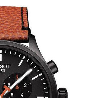 Tissot Chrono XL NBA Special Edition Black Dial Brown Leather Strap Watch for Men - T116.617.36.051.12