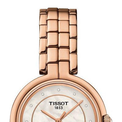 Tissot T Lady Flamingo Mother of Pearl Dial Rose Gold Steel Strap Watch For Women - T094.210.33.116.02