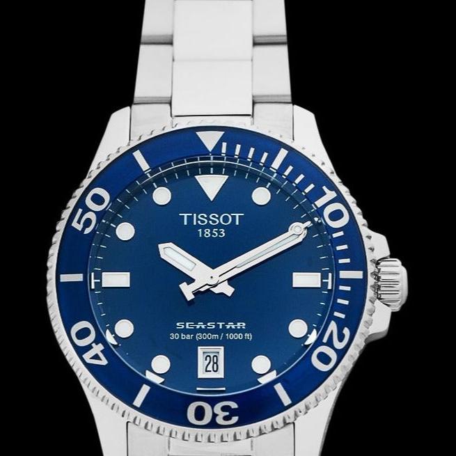 Tissot Seastar 1000 Blue Dial Silver Steel Strap Watch For Women - T120.210.11.041.00