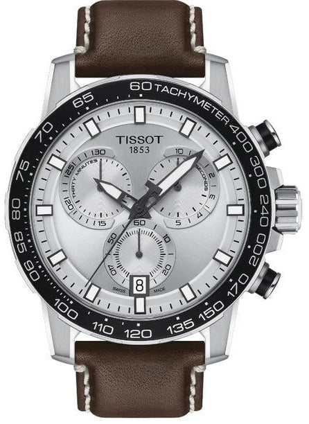 Tissot Supersport Chrono Silver Dial Brown Leather Strap Watch for Men - T125.617.16.031.00