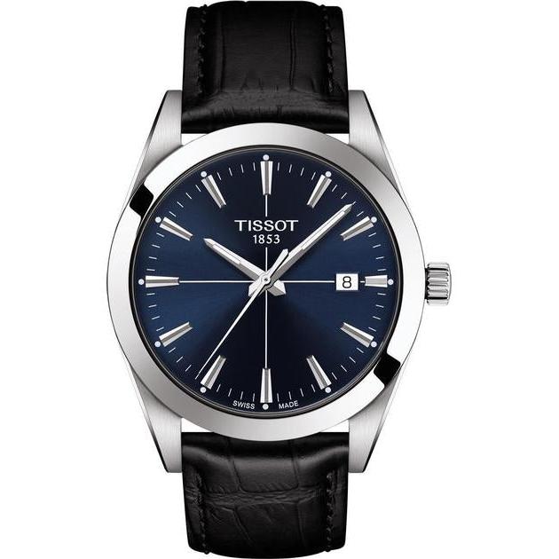 Tissot Gentlemen Blue Dial Black Leather Strap Watch for Men - T127.410.16.041.01