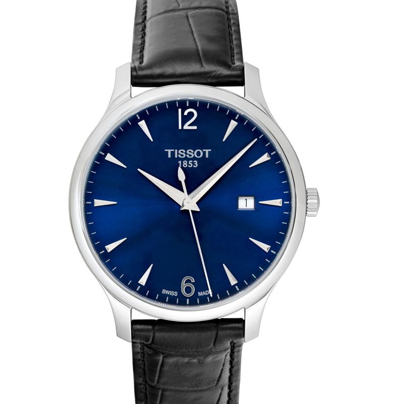 Tissot T Classic Tradition Blue Dial Black Leather Strap Watch For Men - T063.610.16.047.00