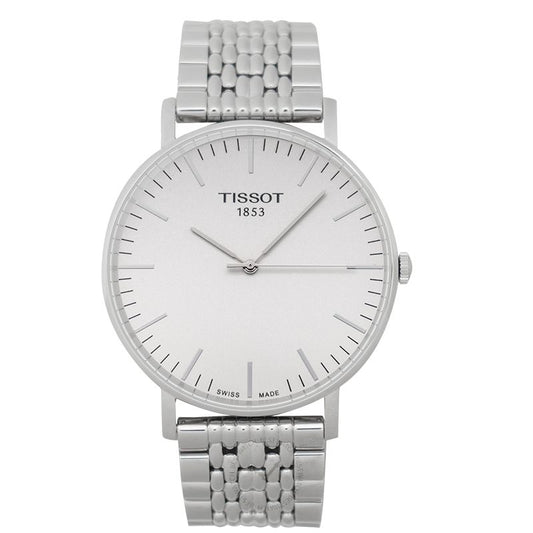 Tissot T Classic Everytime Large White Dial Silver Steel Strap Watch for Men - T109.610.11.031.00