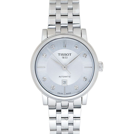 Tissot Carson Premium Automatic Lady Diamonds White Dial Silver Steel Strap Watch for Women - T122.207.11.036.00