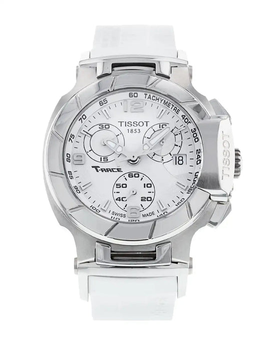 Tissot T Race Lady Chronograph White Dial White Rubber Strap Watch for Women - T048.217.17.017.00