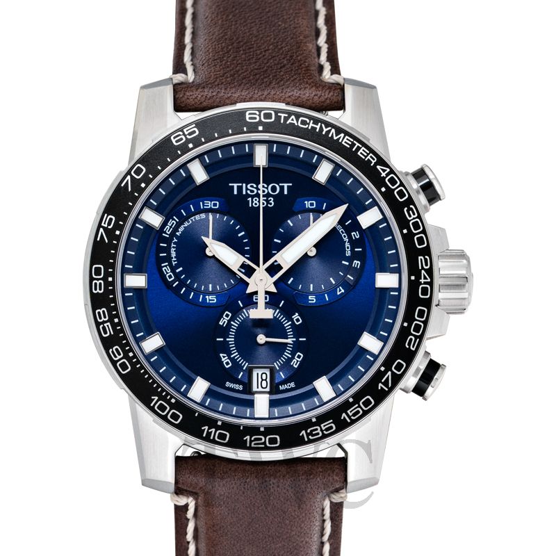 Tissot Supersport Chrono Blue Dial Brown Leather Strap Watch For Men - T125.617.16.041.00