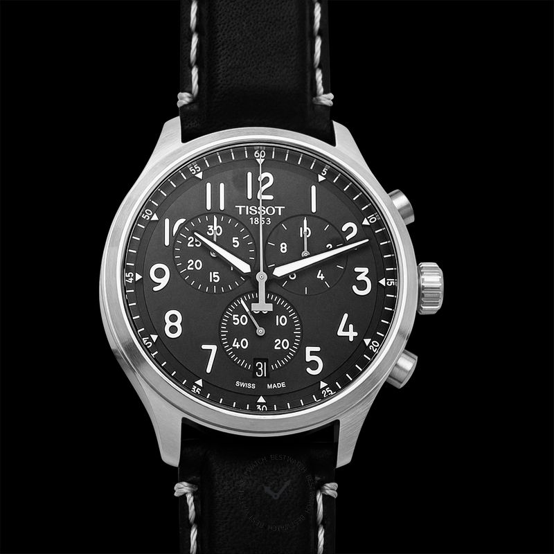 Tissot Chrono XL Vintage Chronograph Black Dial Black Leather Strap Watch For Men - T116.617.16.062.00