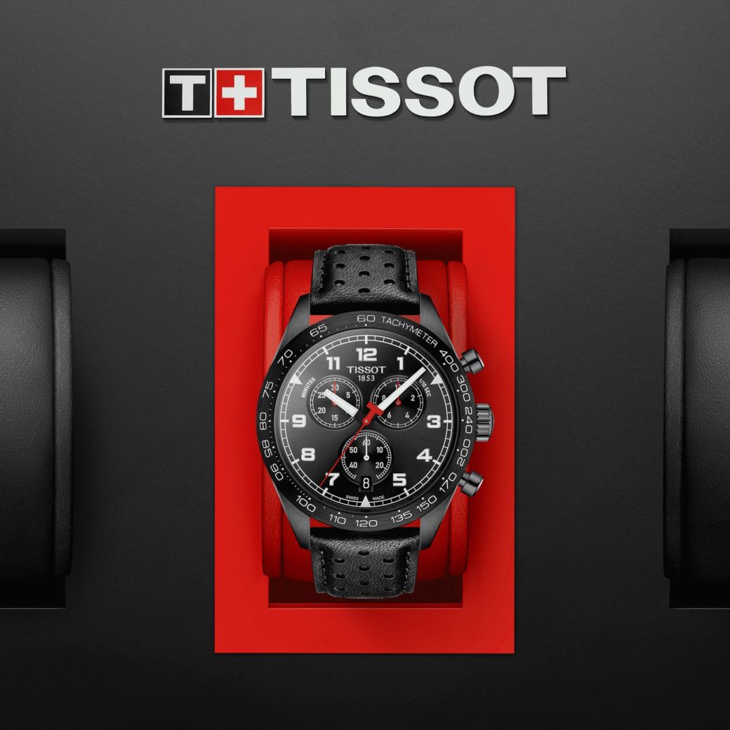 Tissot T Sport PRS 516 Chronograph Black Dial Black Leather Strap Watch for Men - T131.617.36.051.00