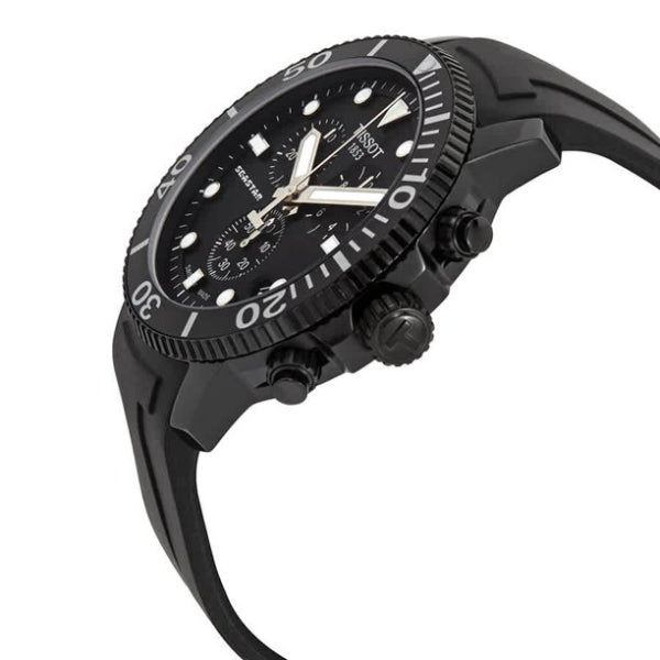 Tissot Seaster 1000 Chronograph Black Dial Black Rubber Strap Watch For Men - T120.417.37.051.02