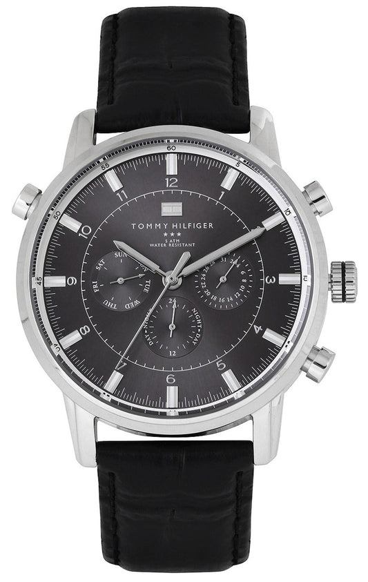 Tommy Hilfiger Harrison Chronograph Black Dial Black Leather Strap Watch for Men - 1790875