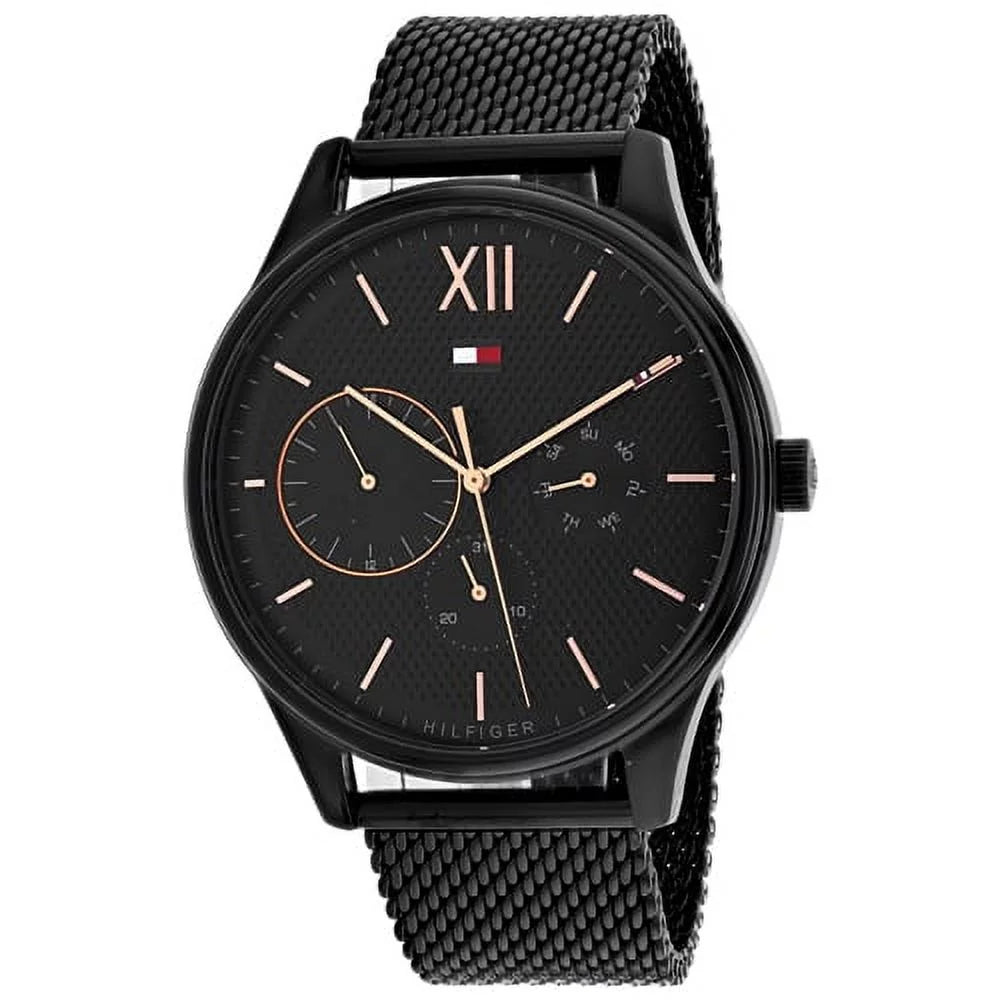 Tommy Hilfiger Damon Quartz Black Dial Black Mesh Bracelet Watch for Men - 1791420