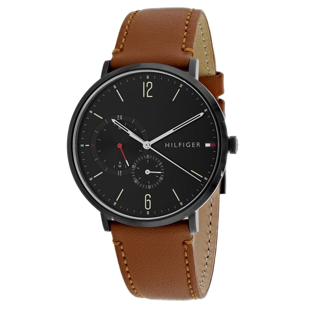 Tommy Hilfiger Brooklyn Quartz Black Dial Brown Leather Strap Watch for Men - 1791510