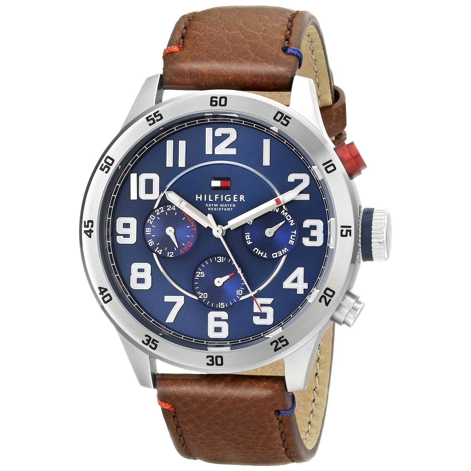 Tommy Hilfiger Trent Quartz Blue Dial Brown Leather Strap Watch for Men - 1791066