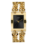 Guess Trend Multi Chain Black Dial Gold Steel Strap Watch for Women - U1117L5