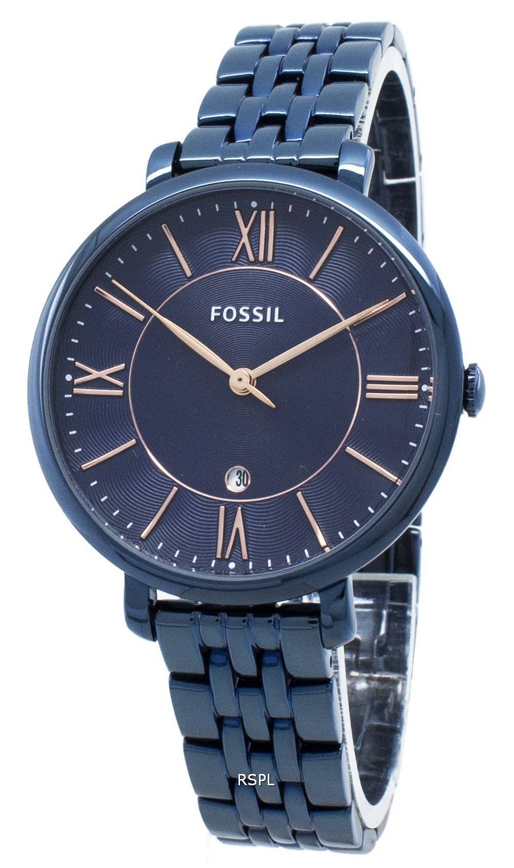 Fossil Jacqueline Blue Dial Blue Steel Strap Watch for Women - ES4094