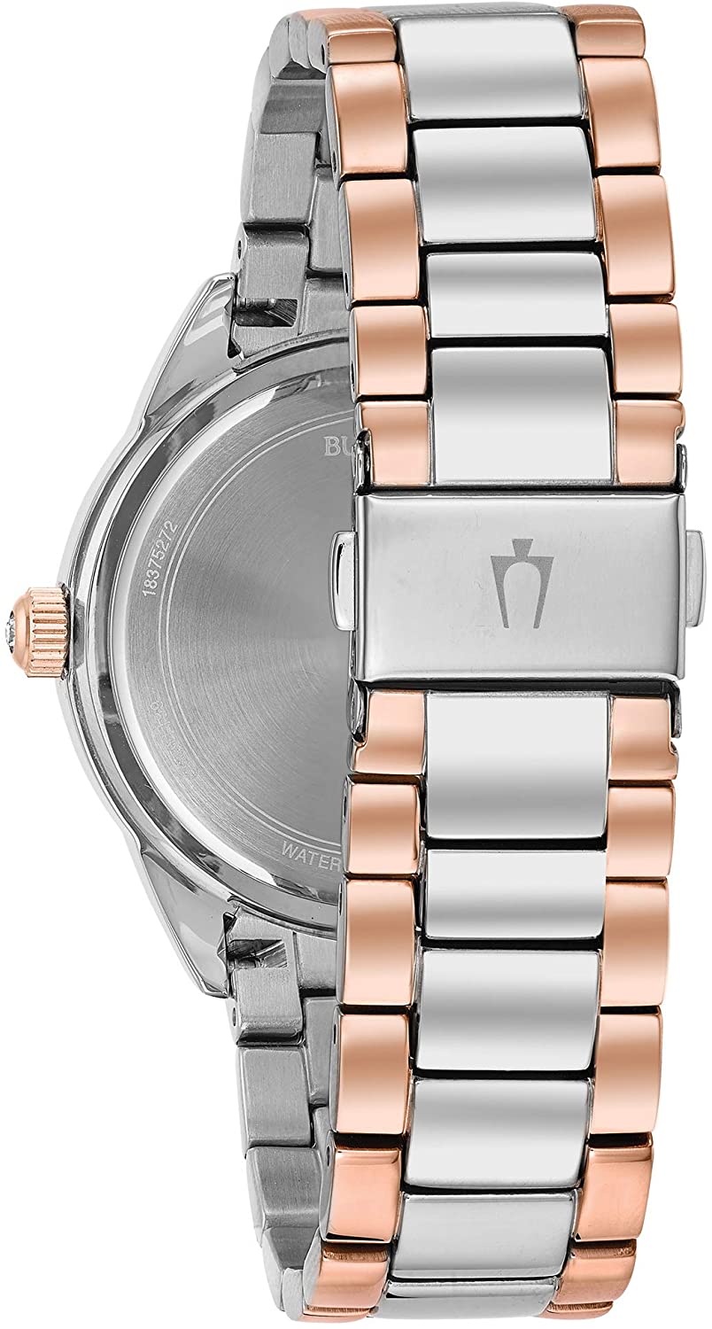 Bulova Crystal Collection Silver Dial Two Tone Steel Strap Watch for Women - 98N100