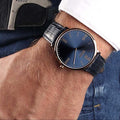 Hugo Boss Jackson Blue Dial Black Leather Strap Watch for Men - 1513371