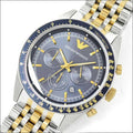 Emporio Armani Tazio Chronograph Blue Dial Two Tone Steel Strap Watch For Men - AR6088