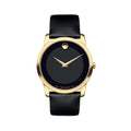 Movado Museum Black Dial Black Leather Strap Watch For Men - 606876