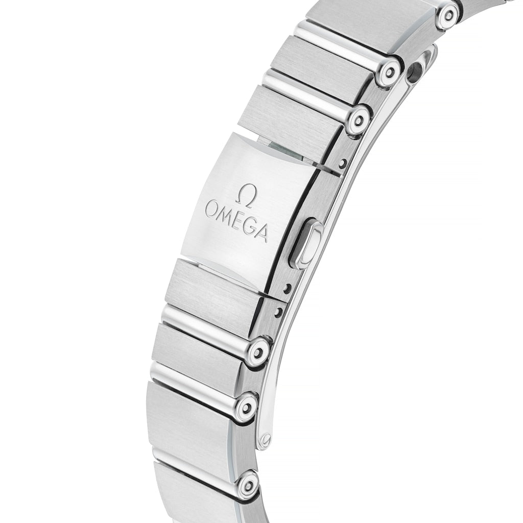 Omega Constellation Manhattan Quartz Diamonds Blue Dial Silver Steel Strap Watch for Women - 131.15.25.60.53.001