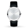 Movado Sapphire Silver Dial Black Leather Strap Watch for Men - 606694