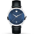 Movado 1881 Automatic Blue Dial Black Leather Strap Watch For Men - 606874