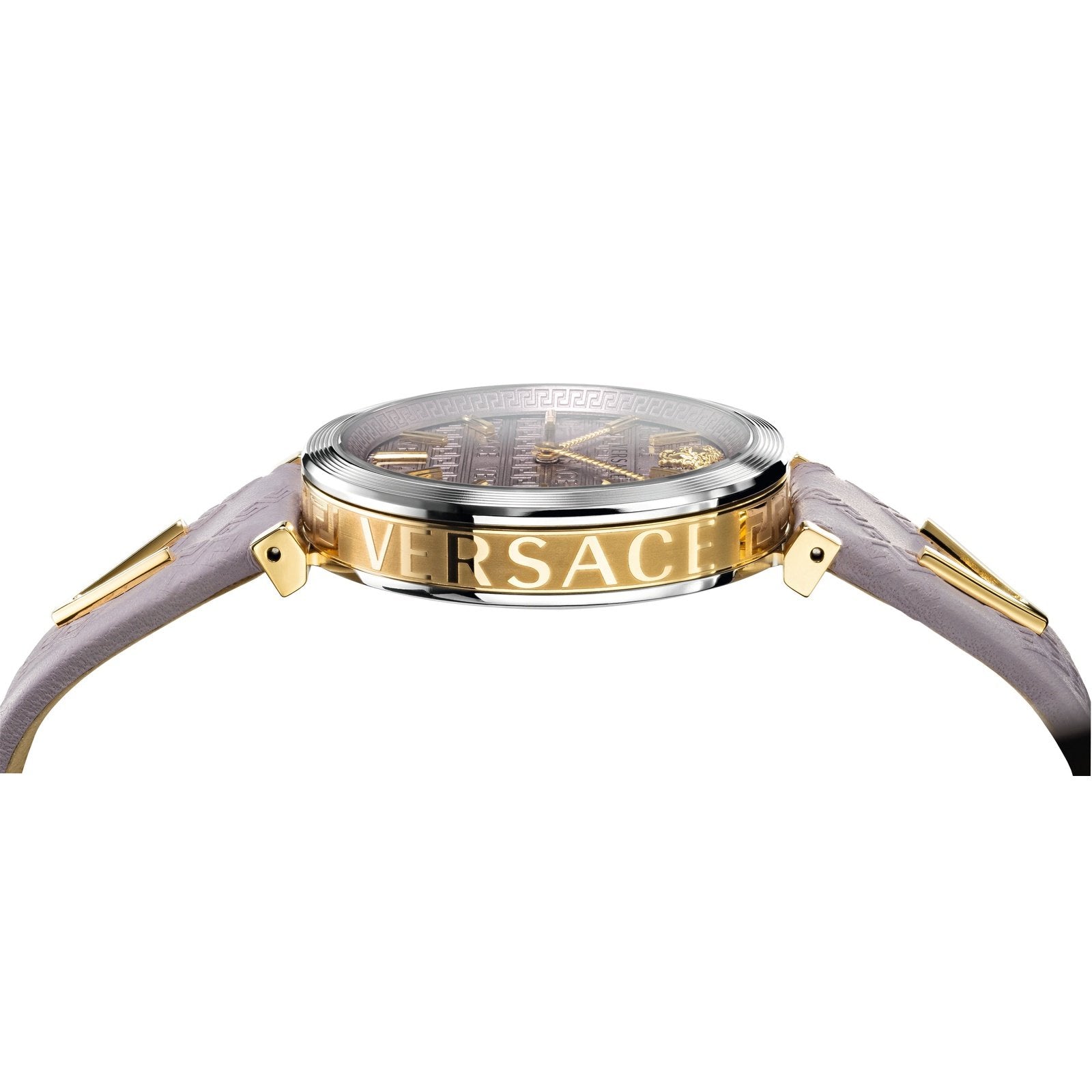 Versace V-Twist Quartz Purple Dial Purple Leather Strap Watch for Women - VELS00219