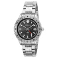 Versace Hellenyium GMT Black Dial Silver Steel Strap Watch for Men - V11020015