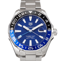 Tag Heuer Aquaracer GMT Blue Dial Calibre 6 Automatic Blue Dial Silver Steel Strap Watch for Men - WAY201T.BA0927