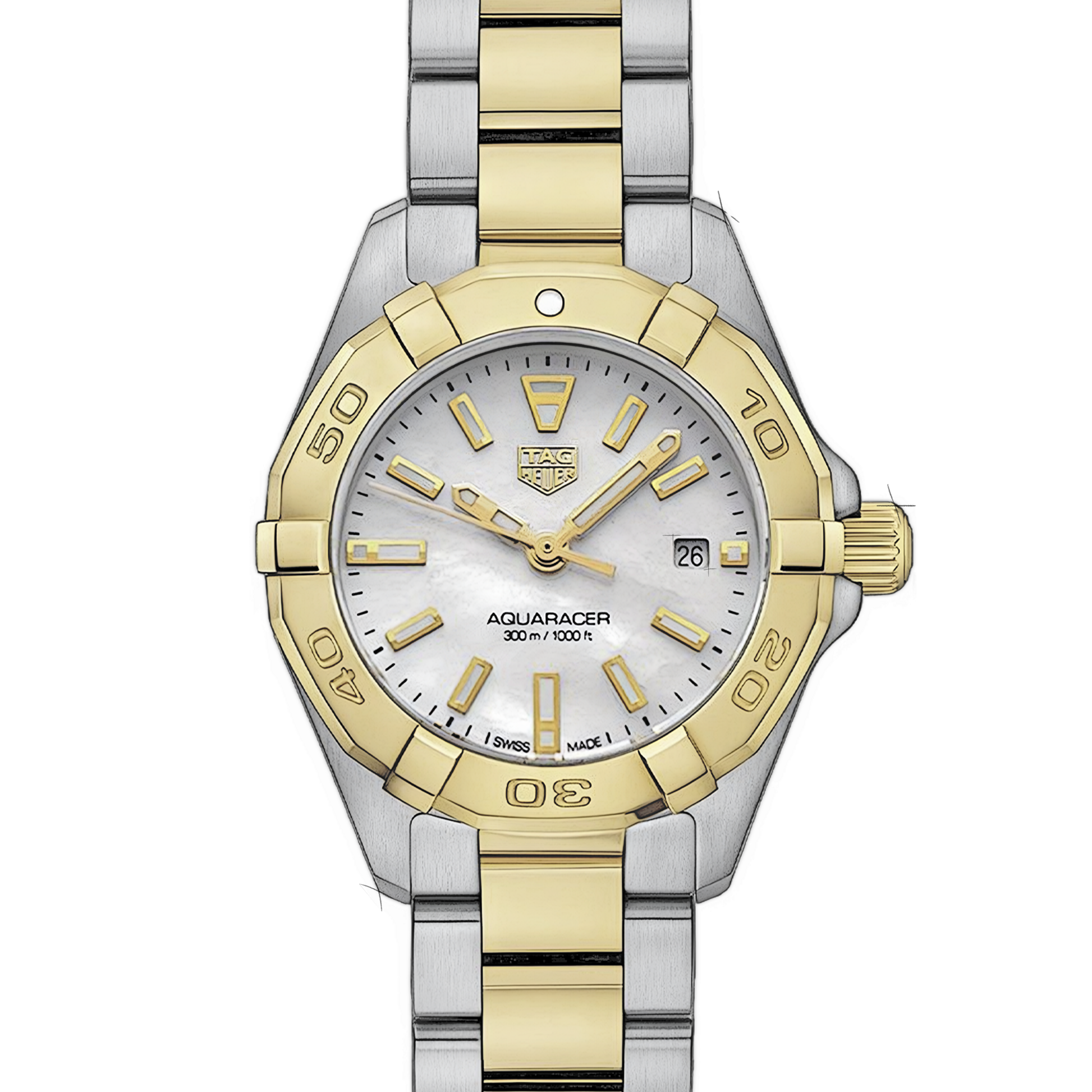 Tag Heuer Aquaracer Quartz Mother of Pearl Dial Two Tone Steel Strap Watch for Men - WBD1420.BB0321