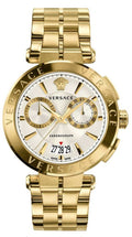 Versace Chronograph White Dial Gold Steel Strap Watch for Men - VBR060017