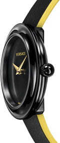 Versace V-Flare Quartz Black Dial Black Leather Strap Watch for Women - VEBN00518