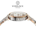 Versace V-Twist White Dial Two Tone Mesh Bracelet Watch for Women - VELS00719