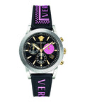 Versace Sport Tech Chronograph Black Dial Black Rubber Strap Watch for Women - VELT00619