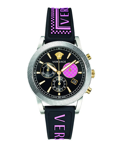 Versace Sport Tech Chronograph Black Dial Black Rubber Strap Watch for Women - VELT00619