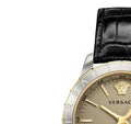 Versace Univers Beige Dial Black Leather Strap Watch for Men - VEBK00218