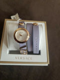 Versace V-Flare Silver Dial Purple Leather Strap Watch for Women - VEBN00318