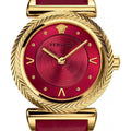 Versace V-Motif Red Dial Red Leather Strap Watch for Women - VERE00418