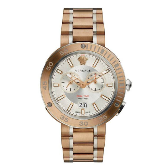 Versace V Extreme Chronograph White Dial Rose Gold Steel Strap Watch for Women - VCN050017