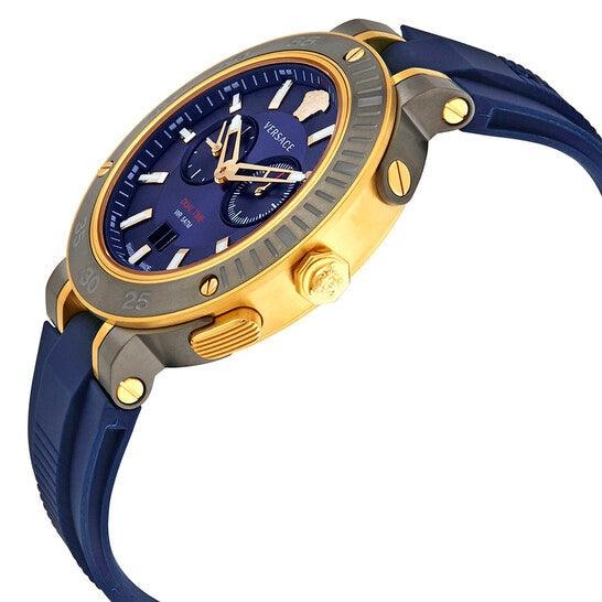 Versace V Extreme Chronograph Blue Dial Blue Rubber Strap Watch for Men - VCN010017