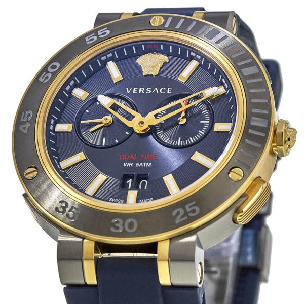 Versace V Extreme Chronograph Blue Dial Blue Rubber Strap Watch for Men - VCN010017