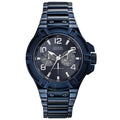 Guess Rigor Multifunction Black Dial Blue Steel Strap Watch for Men - W0218G4