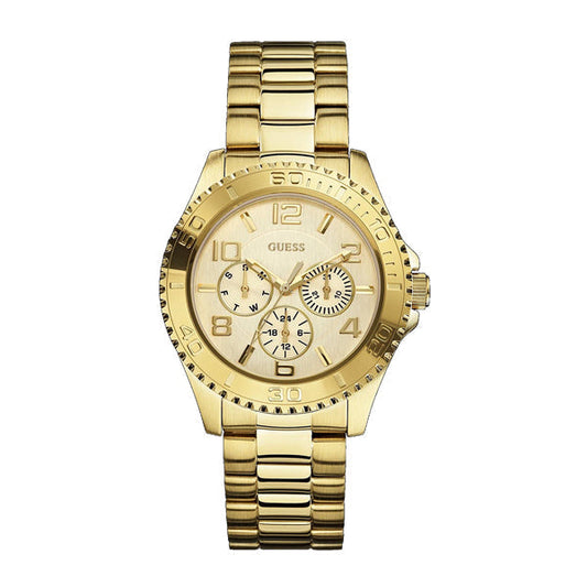 Guess BFF Multifunction Gold Dial Gold Steel Strap Watch for Men - W0231L2