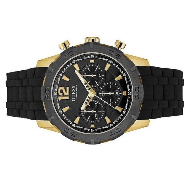 Guess Caliber Chronograph Black Dial Black Rubber Strap Watch for Men - W0864G3