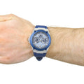 Guess Legacy Grey Dial Blue Silicone Strap Watch For Men - W1049G1