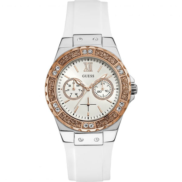 Guess Overdrive Analog White Dial White Rubber Strap Watch for Women - W10614L2