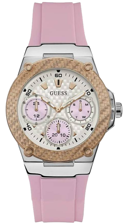 Guess Zena Quartz White Dial Pink Rubber Strap Watch For Women - W1094L4